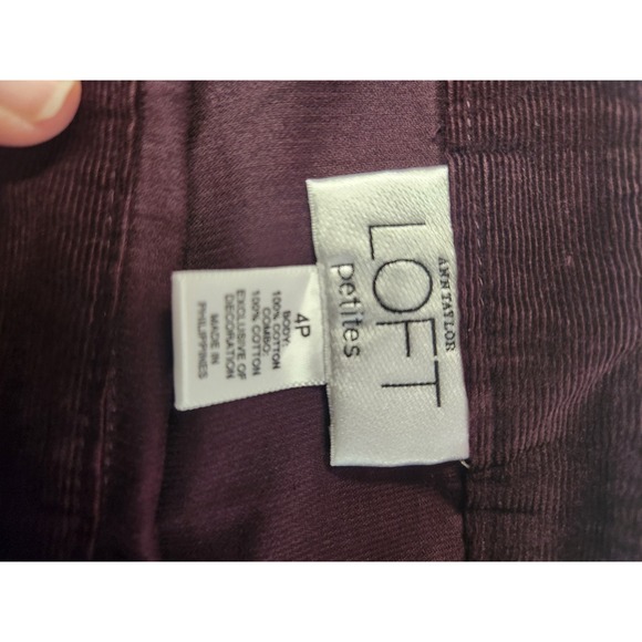 Ann Taylor Loft Plum Purple Black Embroidered Corduroy Skirt‎ Size 4 Petite - Picture 8 of 9
